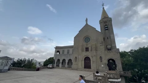 Pan view of Chapel of Our Lady of Penha, a Catholic church Stock Footage 273187976