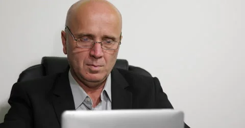 Pan View Company Manager Working on Tablet Study Official Financial Statistics Stock-Footage 66891149