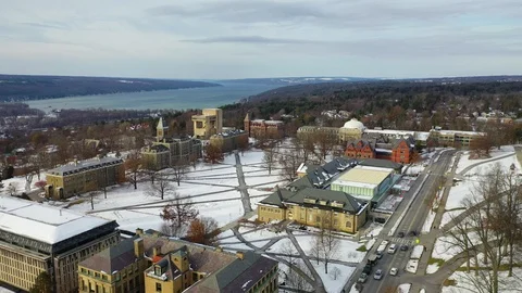 Pan View of Cornell University Campus Facing Cayuga Lake Part 8 Stock Footage 121232071