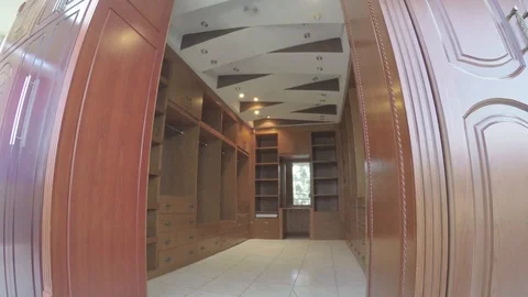 Pan view of a dressing room from outside Stock Footage 97261981