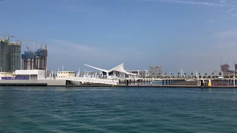 Pan view on Dubai Harbour Video stock 145560122