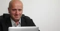 Pan View Happy Manager Working on Tablet Read Official Good Financial News 4k or 4k+ Resolution