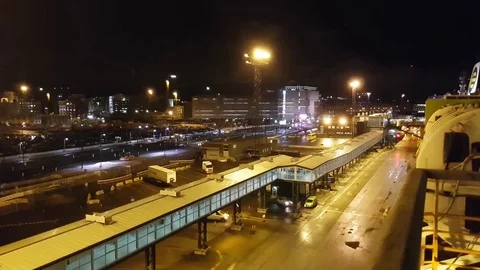 Pan view on helsinki west harbor, at a rainy morning, in Helsinki, Finland Stock Footage 72883086