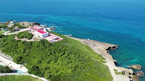 Pan View of "La Poza" Beach in Arecibo, Puerto Rico Stock Footage 258591705