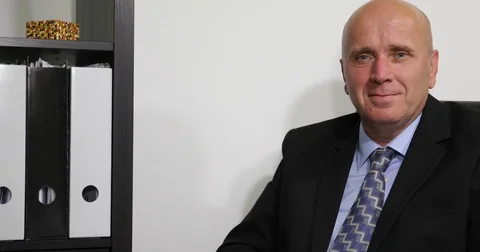 Pan View Manager Inside Office Room Stay Looking Camera Employment Interview Stock Footage 83648840