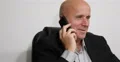 Pan View Manager Talk Cell Phone Happy Conversation Relaxed Man White Background 4k or 4k+ Resolution