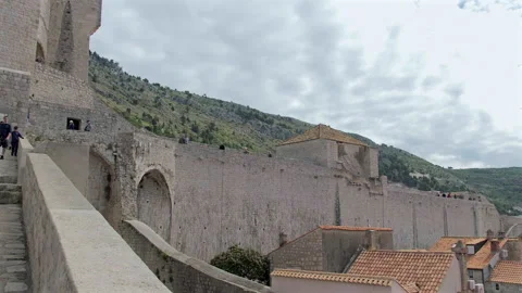 Pan view of Old Town from Tower Minceta Dubrovnik City Wall, Croatia Video stock 283176061