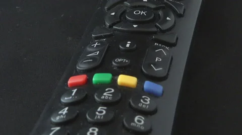 Pan view over a black remote control Stock Footage 47243950