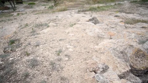 Pan view on remains punic Phoenicians tomb Stock Footage 83046742