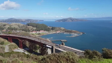 Pan view of route higway 101, at golden gate recreation area, on a sunny no.. Stock Footage 72826338