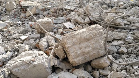 Pan view of the site of an old building demolition 4K Stock Footage 70507879