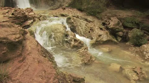 Pan View of a Waterfall from The Bottom Up Stock-Footage 19228075