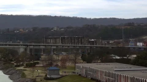 Pan of Walnut St Bridge Stock Footage 22103730