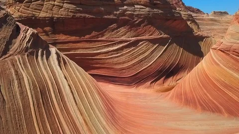 Pan: Waves Patterns on the Rocks in the Desert, The Wave, Arizona Stock Footage 97475572