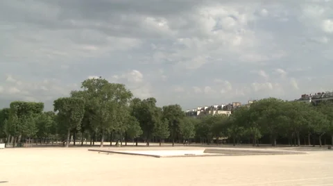 Pan to Wide Shot of Eiffel Tower in Daytime Stock Footage 52879460