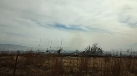 PAN WILDERNESS BRUSH FIRE Stock Footage 10795020