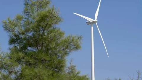 Pan up of a Wind Turbine Stock Footage 114741020