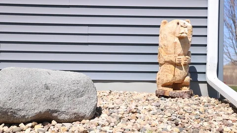 Pan Onto Wooden Bear Stock Footage 129203783