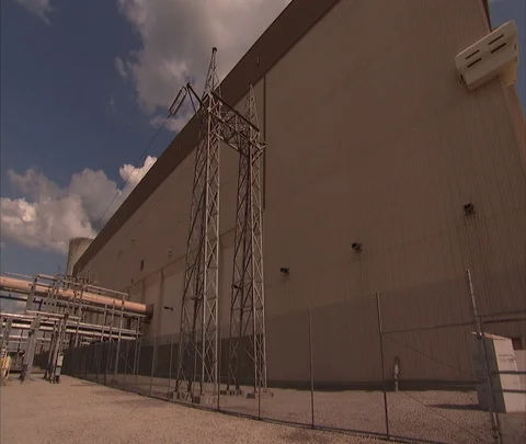 Pan yard outside Vogtle Electric Generating Plant Stock Footage 86693042