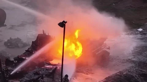 Panama: 1 dead in fire near Bridge of Americas in Panama City Stock Footage 332308030
