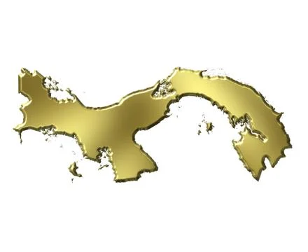 Panama 3d golden map Stock Illustration