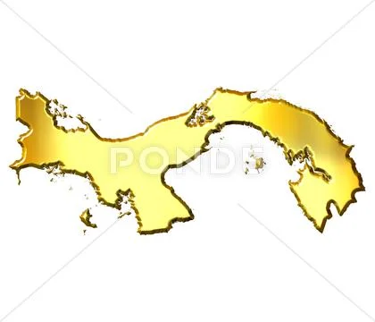 Panama 3d Golden Map Stock Illustration