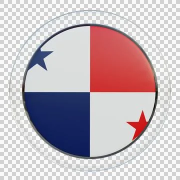 Panama 3d illustration flag on pole. Wood flagpole Stock-Illustration