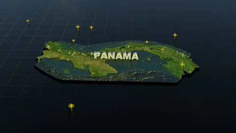 Panama 3D Map With Animation Stock Footage 309406753