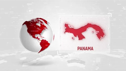 Panama 4K Tech Map Beside Globe On White Background. Stock Footage 341009108