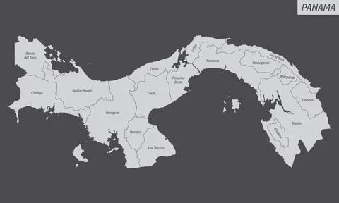 Panama administrative map Stock Illustration