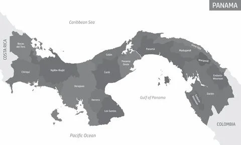 Panama administrative map Stock Illustration