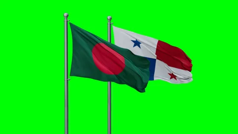 Panama and Bangladesh two flags Stock Footage 290068342