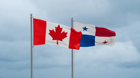 Panama and Canada flag Stock Footage 252025365