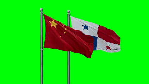 Panama and China two flags Stock Footage 289637538