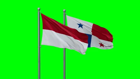 Panama and Indonesia two flags Stock Footage 289641814