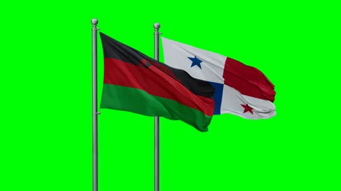 Panama and Malawi two flags Stock Footage 295178348