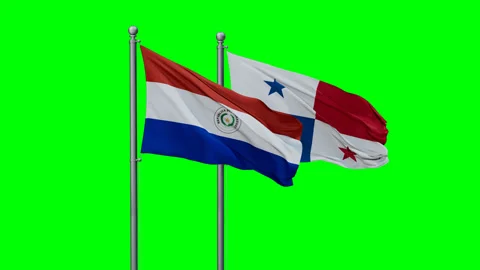 Panama and Paraguay two flags Stock-Footage 293211601