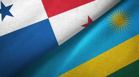 Panama and Rwanda two flags textile cloth, fabric texture Stock Illustration