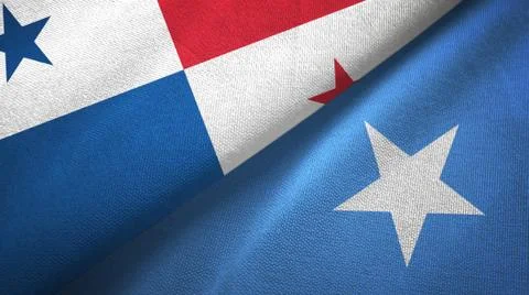 Panama and Somalia two flags textile cloth, fabric texture Stock Illustration