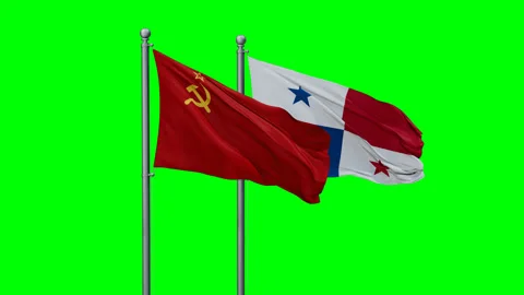 Panama and Soviet Union two flags Stock Footage 290067465