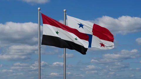 Panama and Syria two flags Video stock 288156985