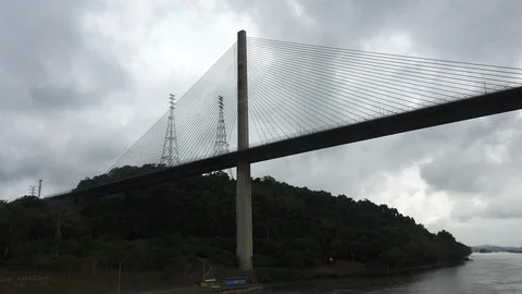 Panama approaching the Centennial Bridge Stock Footage 96425195