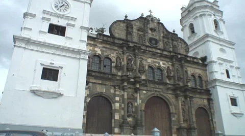 Panama: architecture of Casco Viejo Stock Footage