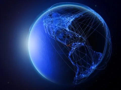Panama on blue Earth with network Stock Illustration