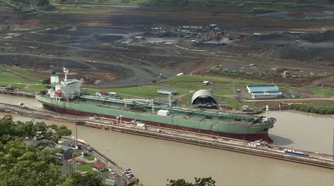Panama Canal Cargo ship exiting Video stock 44729236