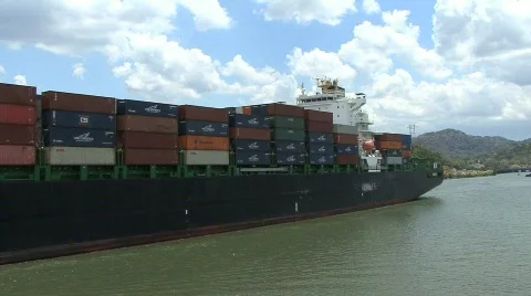 Panama Canal Container ship Stock Footage 692217
