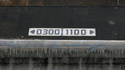Panama Canal locks distance indicator from the beginning of locks and to the end Stock-Footage 121464715