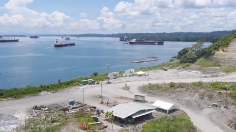 Panama canal new work 6 Stock Footage 32162819