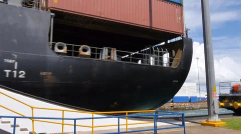 Panama canal ship transit FF Stock Footage 32162954