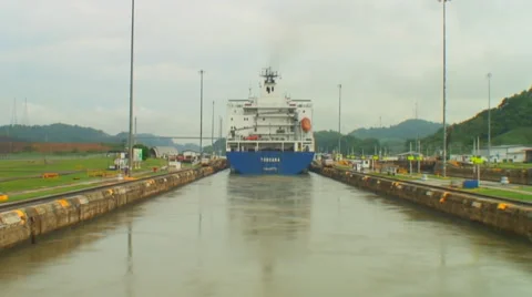 Panama Canal: Time lapse Pedro Miguel Locks to Centennial Bridge  Stock-Footage 1047508